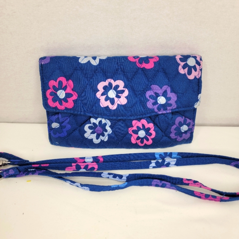 Vera Bradley Floral Blue Crossbody Bag With Adjustable Strap